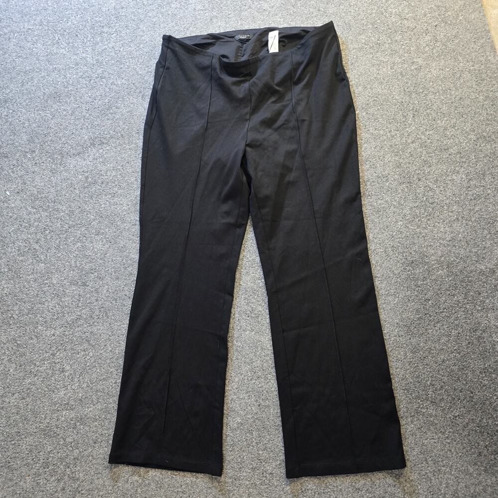 Tahari Pants Women Size 2X Black Flare Pull On Stretch Flat Front Capsule Career